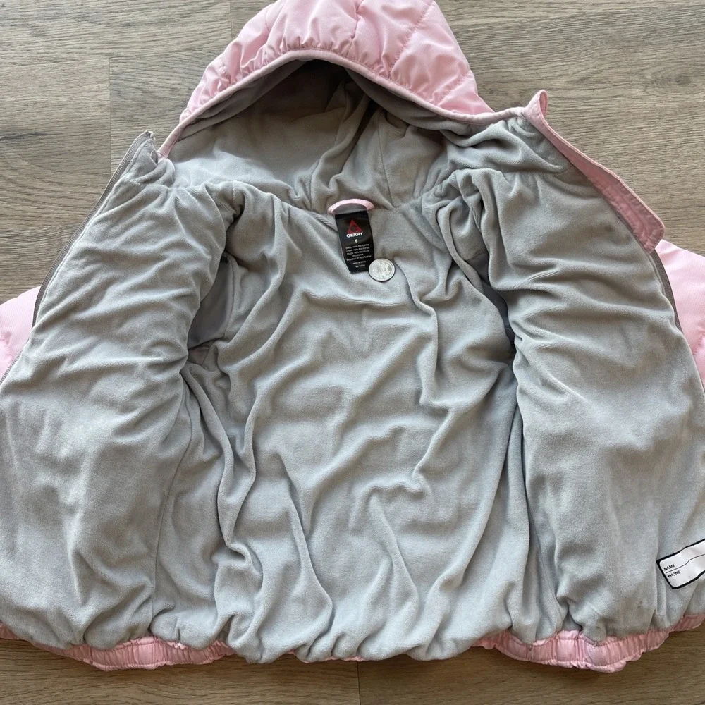 Gerry Kids' Jersey Lined Pink Hooded Puffer Jacket Size 6